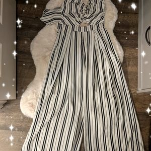 Black and white stripped jumpsuit
